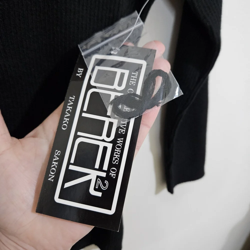 NEW Vintage Berek Takako Sakon Beaded Ribbed Knit Top Black Boho Art To Wear M - Picture 8 of 14